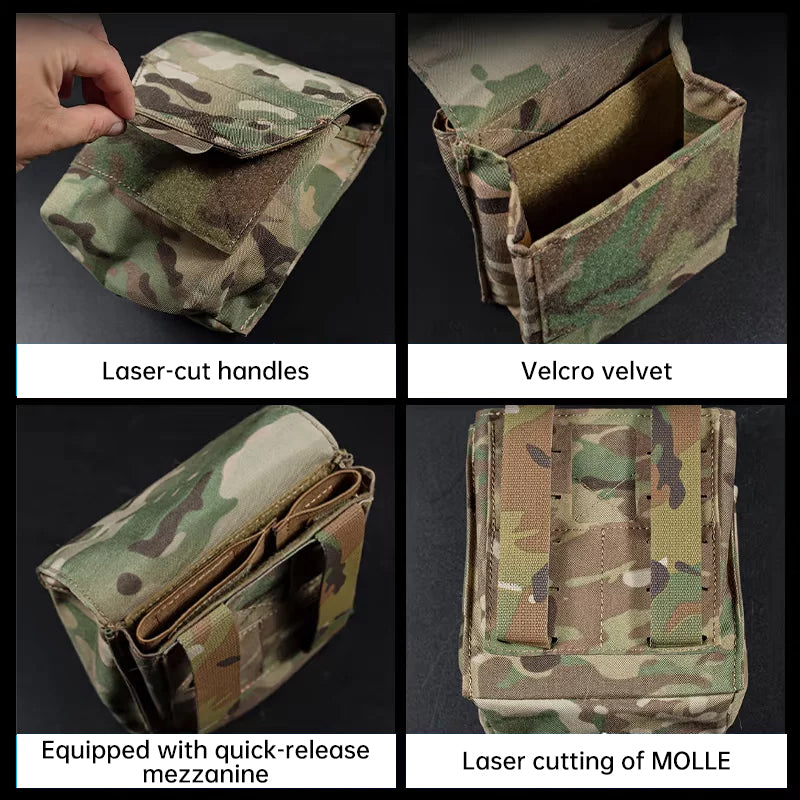 Tactical Laser Cut MOLLE Admin Pouch, Multi-Use Utility Bag for 5.56 &amp; 9mm Mag Storage, First Aid &amp; EDC Organizer