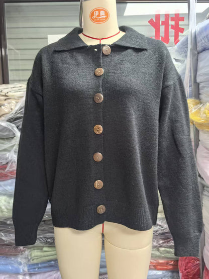 Knitted cardigan button women&