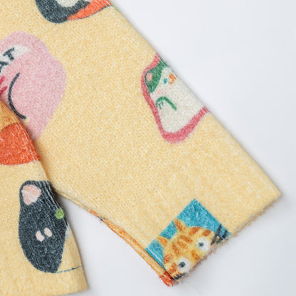 Cartoon digital full print cardigan sweater
