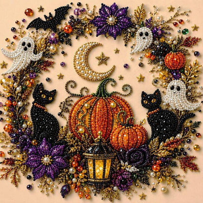 Spooky Ghost Diamond Art Kit, Halloween DIY Wall Decor for Adults &amp; Beginners, Full Drill Gem Painting