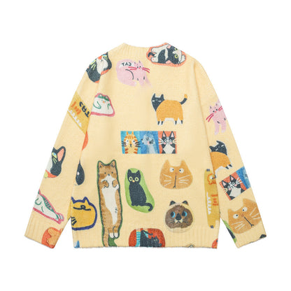 Cartoon digital full print cardigan sweater