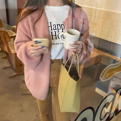 Round Neck Knit Cardigan for Women, Versatile Single Button Inner Layer Sweater Coat