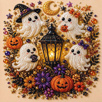 Spooky Ghost Diamond Art Kit, Halloween DIY Wall Decor for Adults &amp; Beginners, Full Drill Gem Painting