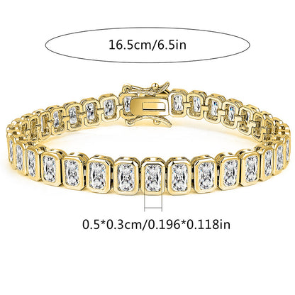 BLUEONE Square Full Zircon Tennis Bracelet for Men and Women, Elegant Hip Hop Jewelry Accessory
