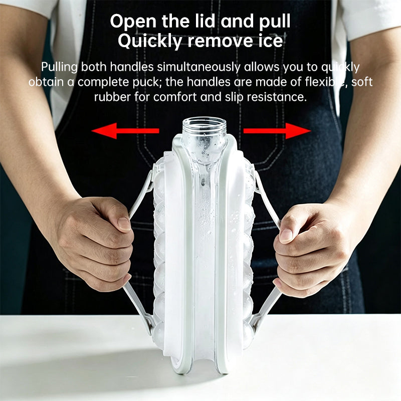 2-in-1 Portable Folding Ice Ball Maker Bottle, Silicone Freezer Ice Mold &amp; Water Bottle for Cocktails, Travel, Gym