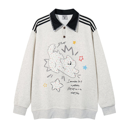 Kitten star patch embroidered hoodie