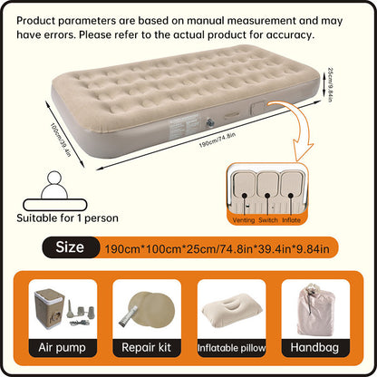 One-Touch Self-Inflating Air Mattress with Built-in Pump – Portable, Moisture-Resistant Camping &amp; Travel Air Bed
