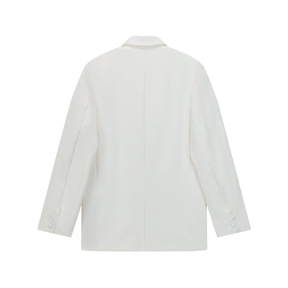 Patchwork Design Long Sleeve Button Closure Notched Collar Loose Fit Blazer for Men and Women