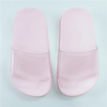 Wholesale Slide Sandals Lady Men Transparent Non slip Slipper Custom Personal logo clear Flip Flops Beach Women Sliders