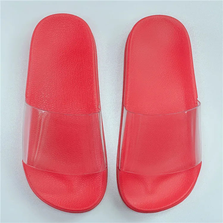 Wholesale Slide Sandals Lady Men Transparent Non slip Slipper Custom Personal logo clear Flip Flops Beach Women Sliders