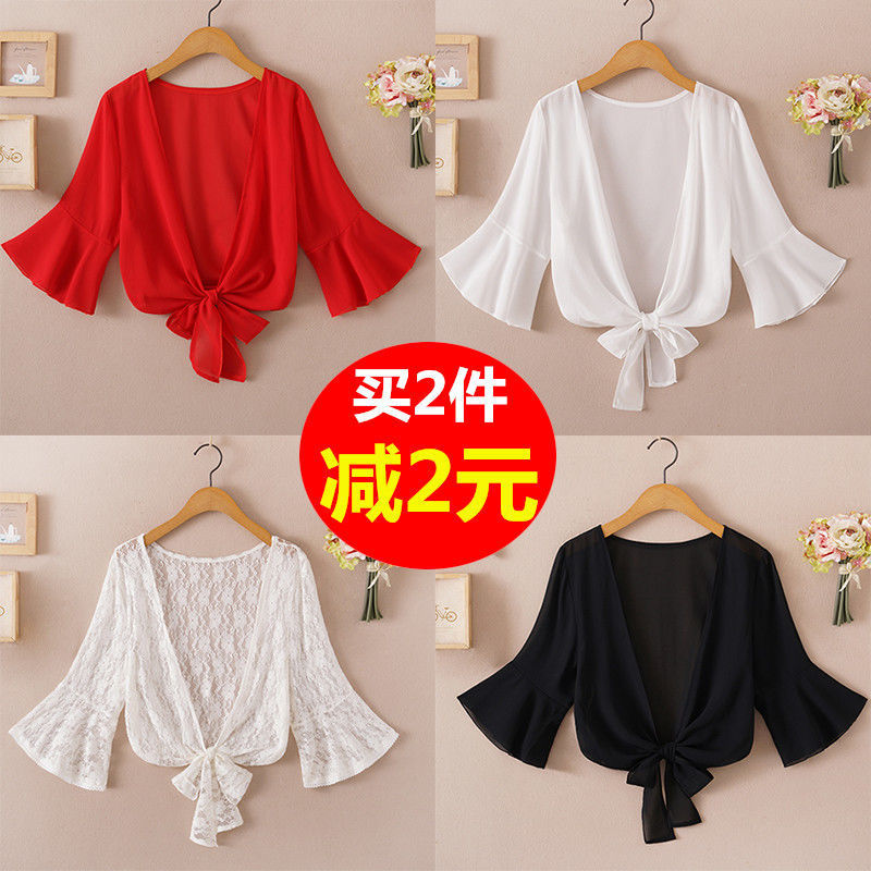 2025 Summer Sunscreen Clothing Chiffon Small Shawl Jacket Women&