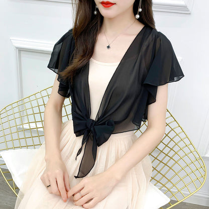 2025 Summer Sunscreen Clothing Chiffon Small Shawl Jacket Women&
