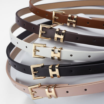 New Foreign Trade Hot-Selling I-Buckle Thin Belt for Women, Fashionable, High-End, Versatile Dress, Suit Decorative Belt