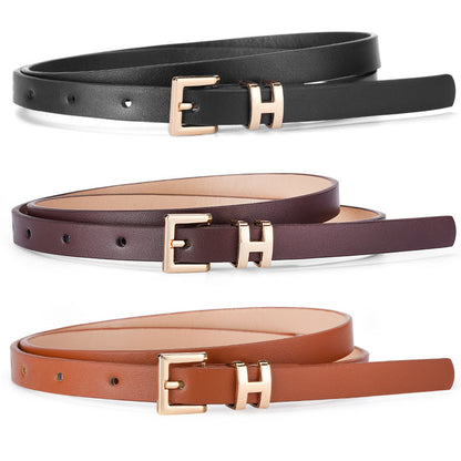 New Foreign Trade Hot-Selling I-Buckle Thin Belt for Women, Fashionable, High-End, Versatile Dress, Suit Decorative Belt