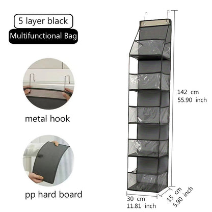 Wall-Mounted Storage Hanging Bag Behind the Door, Multi-Layered Dormitory Storage, Multifunctional Clothing and Toy Plastic Bag Storage Bag