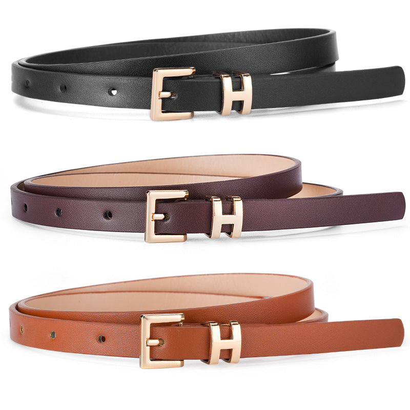 New Foreign Trade Hot-Selling I-Buckle Thin Belt for Women, Fashionable, High-End, Versatile Dress, Suit Decorative Belt