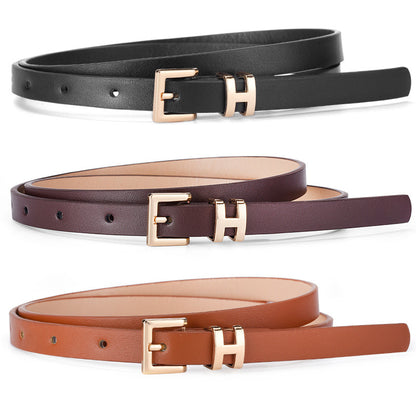 New Foreign Trade Hot-Selling I-Buckle Thin Belt for Women, Fashionable, High-End, Versatile Dress, Suit Decorative Belt