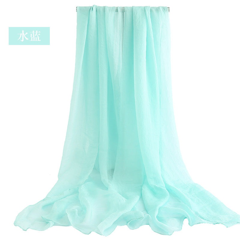 Candy Summer New Sun Protection Shawl Chiffon Imitation Silk Scarf Seaside Beach Towel Solid Color Silk Scarf Scarf Wholesale