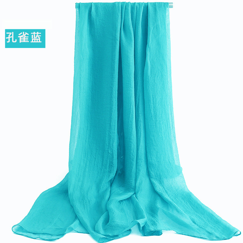 Candy Summer New Sun Protection Shawl Chiffon Imitation Silk Scarf Seaside Beach Towel Solid Color Silk Scarf Scarf Wholesale