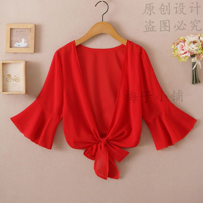 2025 Summer Sunscreen Clothing Chiffon Small Shawl Jacket Women&