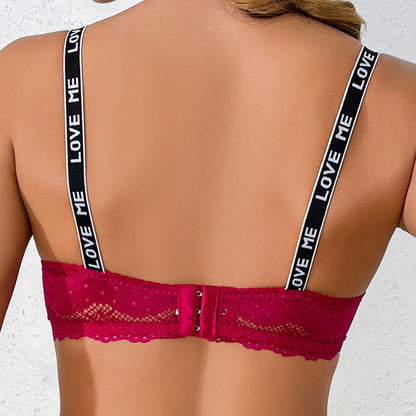 A generation of European and American adjustable lace underwear with thin cups and steel rings for ladies bra