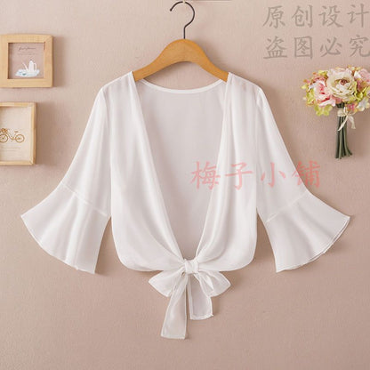 2025 Summer Sunscreen Clothing Chiffon Small Shawl Jacket Women&