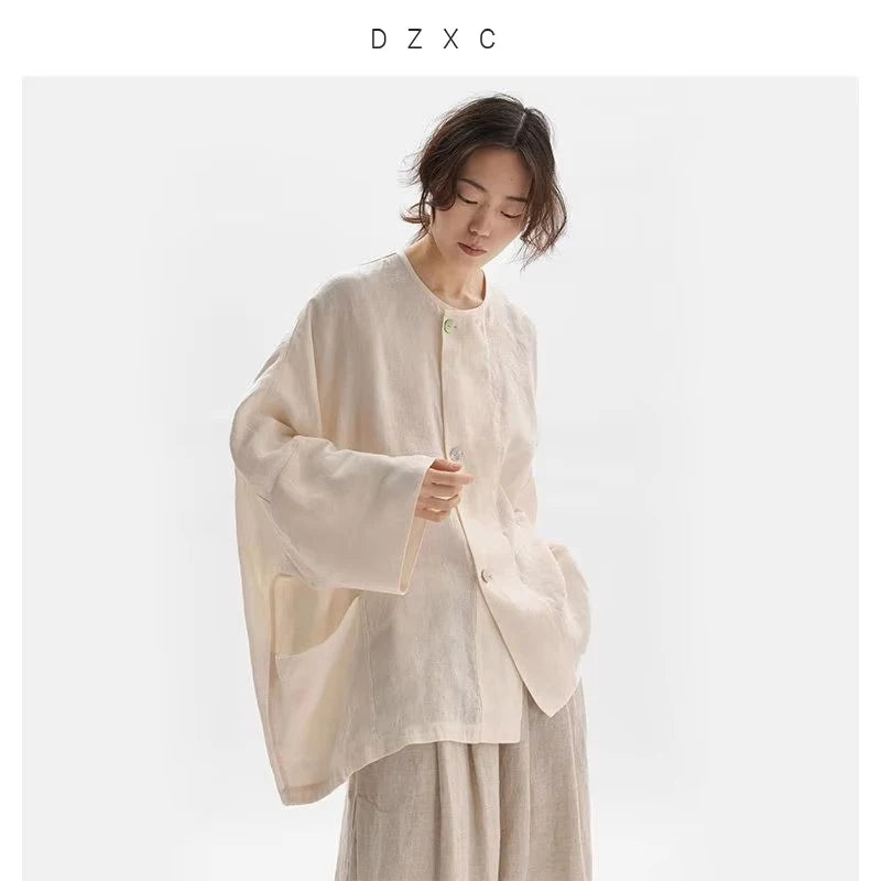 Chinese Style~ Linen Shirt, Loose Plus-Size Women&