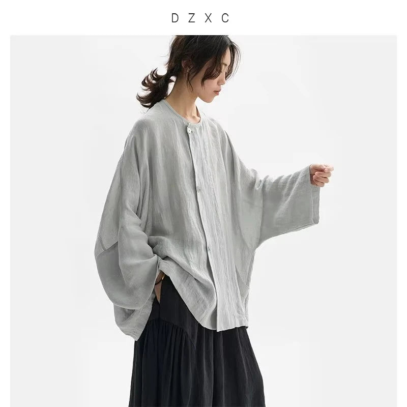 Chinese Style~ Linen Shirt, Loose Plus-Size Women&