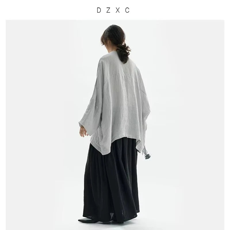 Chinese Style~ Linen Shirt, Loose Plus-Size Women&