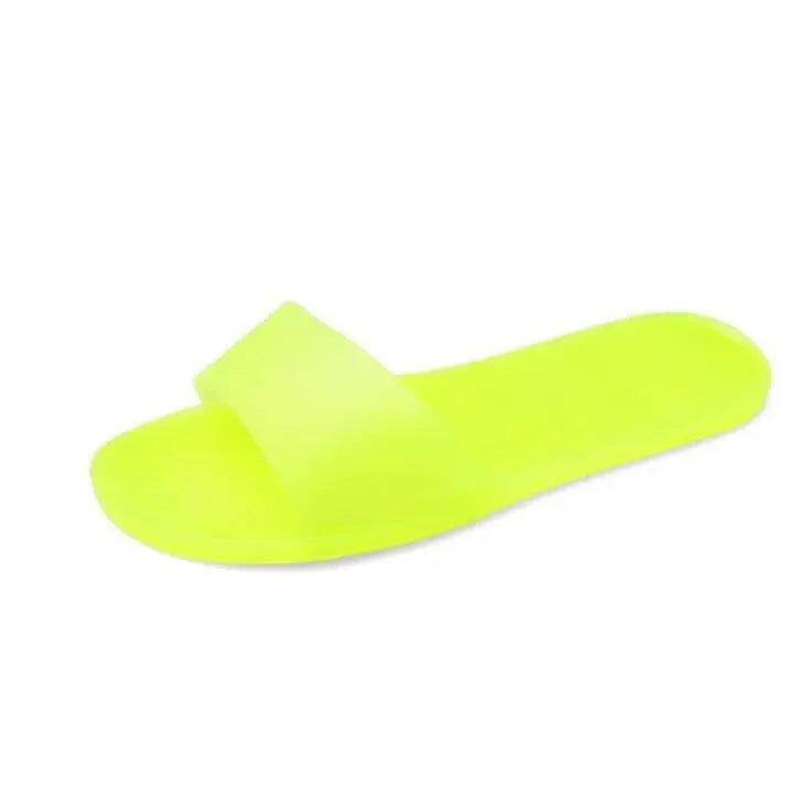 2025 Summer Women New Plus Size Bottom Beach Shoes Ladies One-word Sandals Casual Transparent Jelly Color Flat Slipper