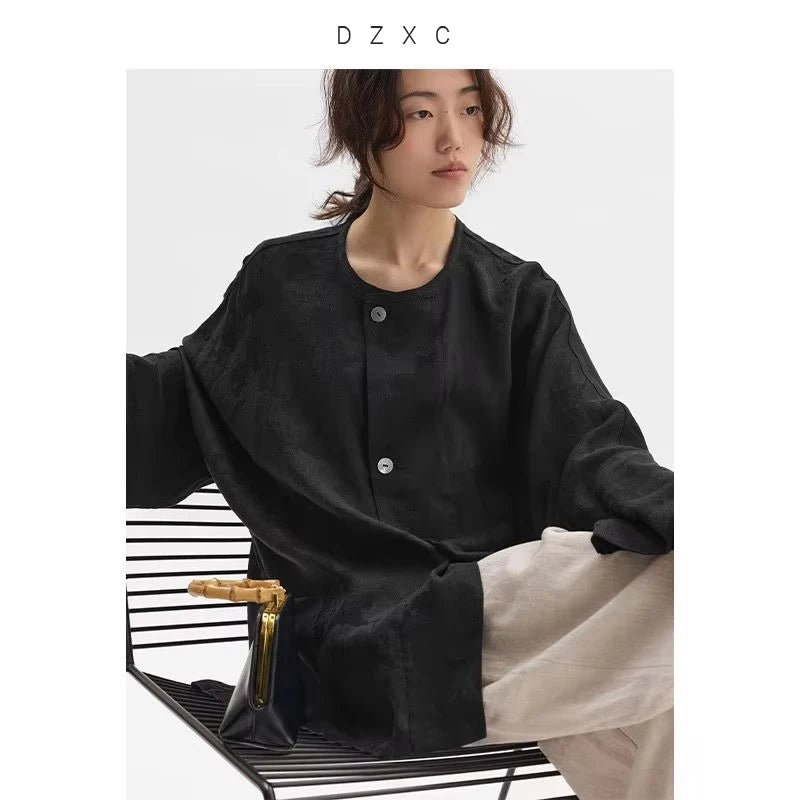Chinese Style~ Linen Shirt, Loose Plus-Size Women&